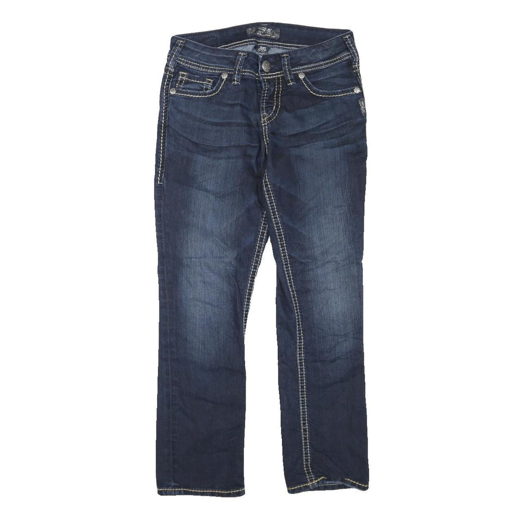 SILVER Womens Jeans Blue Regular Straight Denim Medium W28 L24 Stylish Contrast