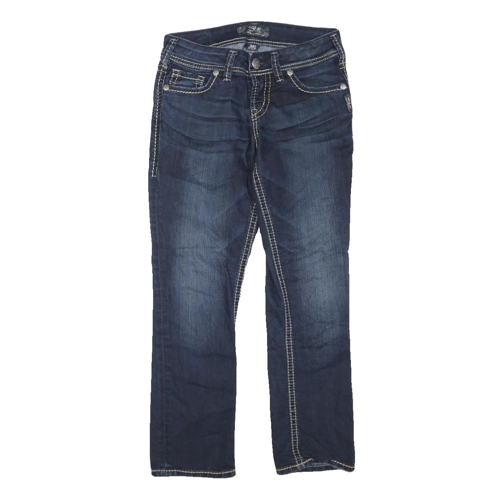 SILVER Womens Jeans Blue Regular Straight Denim Medium W28 L24 Stylish Contrast