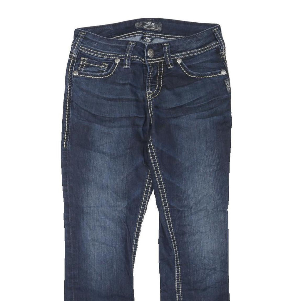 SILVER Womens Jeans Blue Regular Straight Denim Medium W28 L24 Stylish Contrast