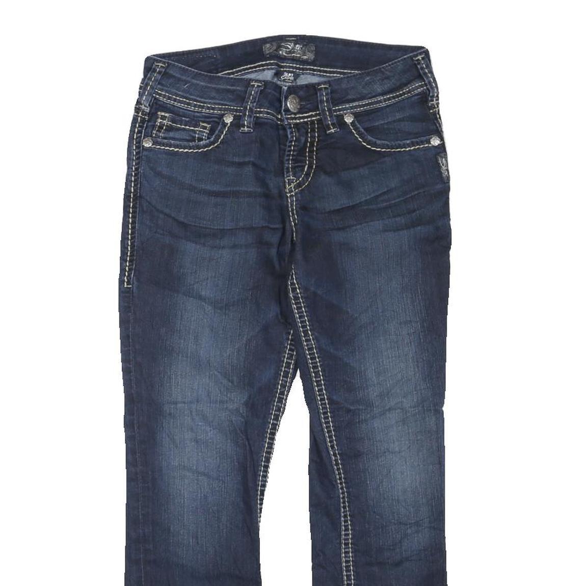 SILVER Womens Jeans Blue Regular Straight Denim Medium W28 L24 Stylish Contrast