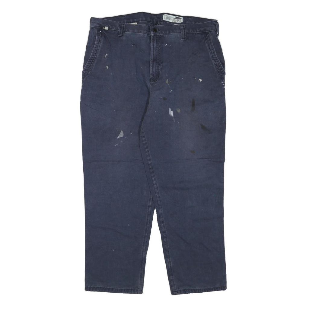 CARHARTT Mens Regular Fit Blue Cotton Blend Trousers W40 L32 Workwear Zip