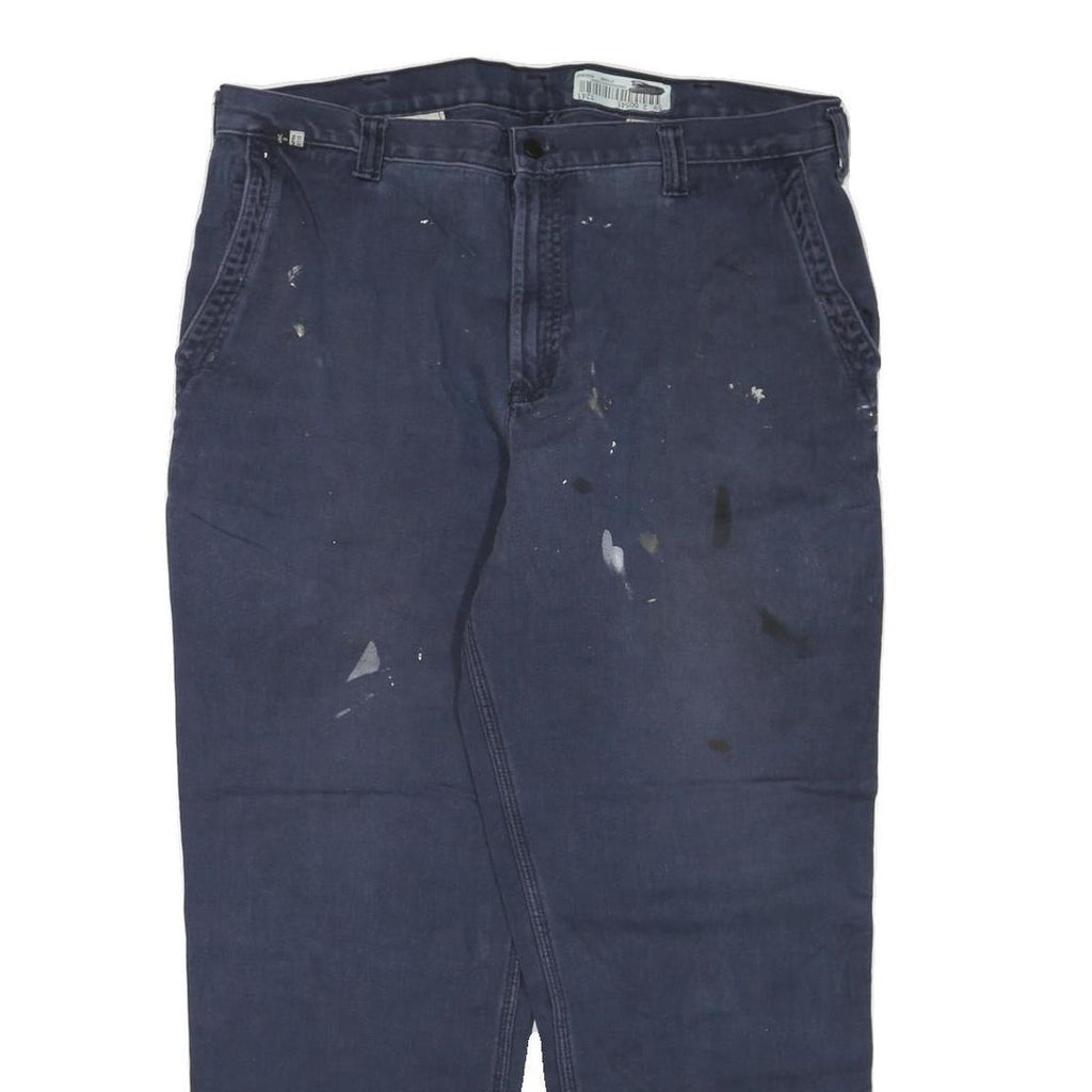 CARHARTT Mens Regular Fit Blue Cotton Blend Trousers W40 L32 Workwear Zip