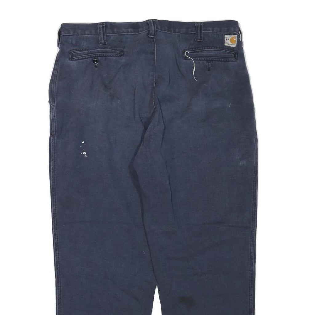 CARHARTT Mens Regular Fit Blue Cotton Blend Trousers W40 L32 Workwear Zip