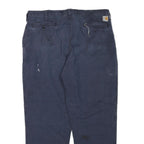 CARHARTT Mens Regular Fit Blue Cotton Blend Trousers W40 L32 Workwear Zip