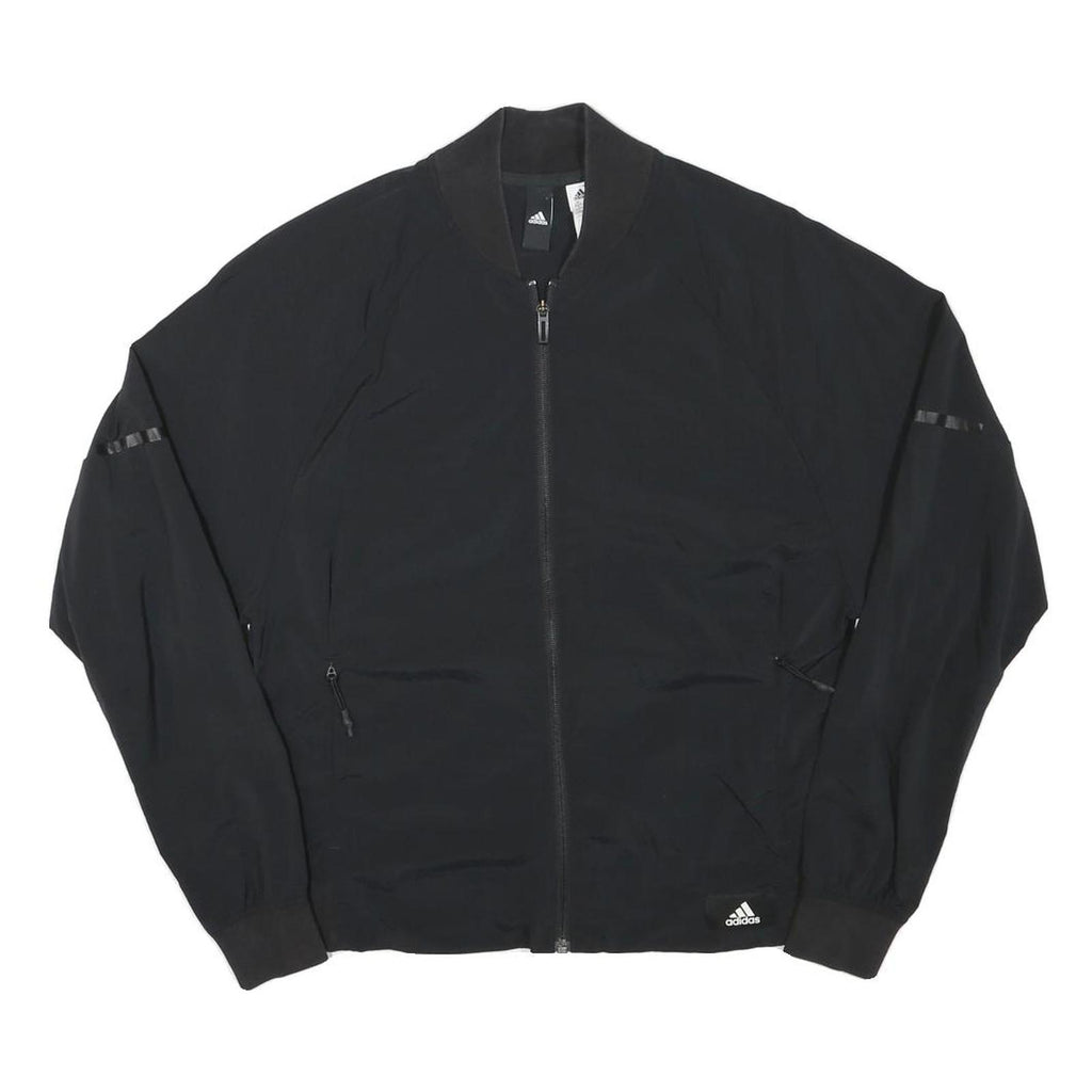 ADIDAS Womens Black Bomber Jacket S Polyester Blend Plain Zip Casual Lightweight
