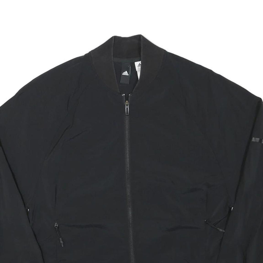 ADIDAS Womens Black Bomber Jacket S Polyester Blend Plain Zip Casual Lightweight