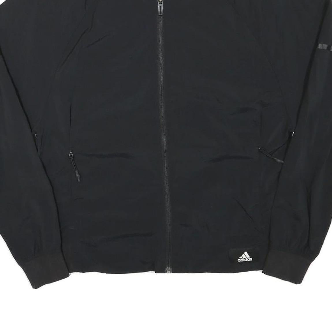 ADIDAS Womens Black Bomber Jacket S Polyester Blend Plain Zip Casual Lightweight