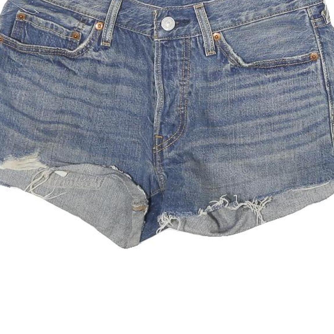 LEVI'S Womens Blue Denim Casual Cut-Off Shorts M W28 Distressed