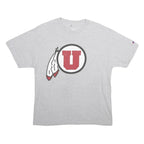 CHAMPION Mens Grey Graphic T-Shirt L Short Sleeve Crew Neck Cotton Casual