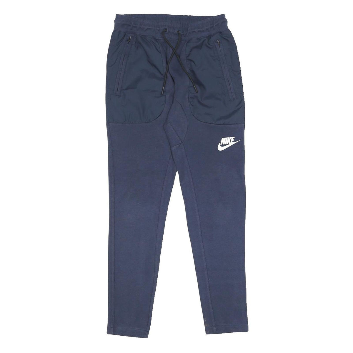 NIKE Mens Joggers Blue XS W26 L26 Cotton Blend Slim Tapered Fit Pocket Detail