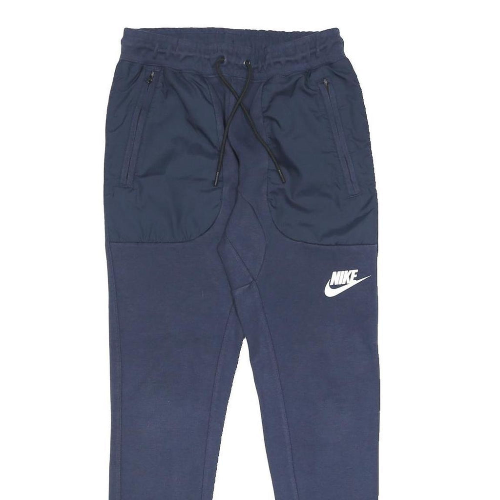 NIKE Mens Joggers Blue XS W26 L26 Cotton Blend Slim Tapered Fit Pocket Detail