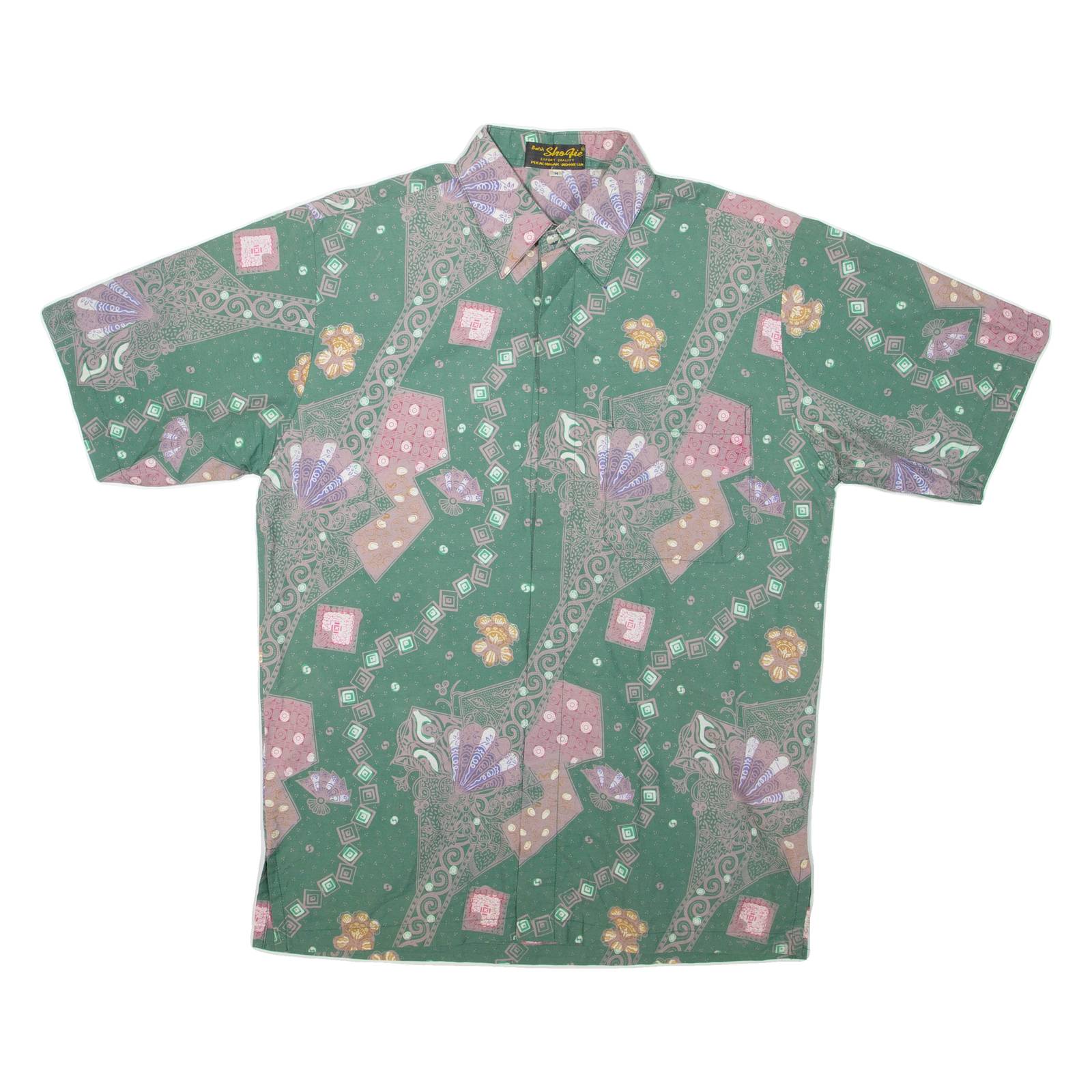 Mens Shirt Green Crazy Pattern M