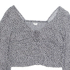 H&M Womens Printed Blouse Black V-Neck Long Sleeve Floral M