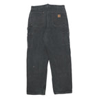 CARHARTT Mens Cotton Black Relaxed Straight Trousers W34 L32 Durable Workwear