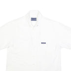 PACIFIC Mens White Cotton Blend Shirt L Casual Short Sleeve Front Pockets