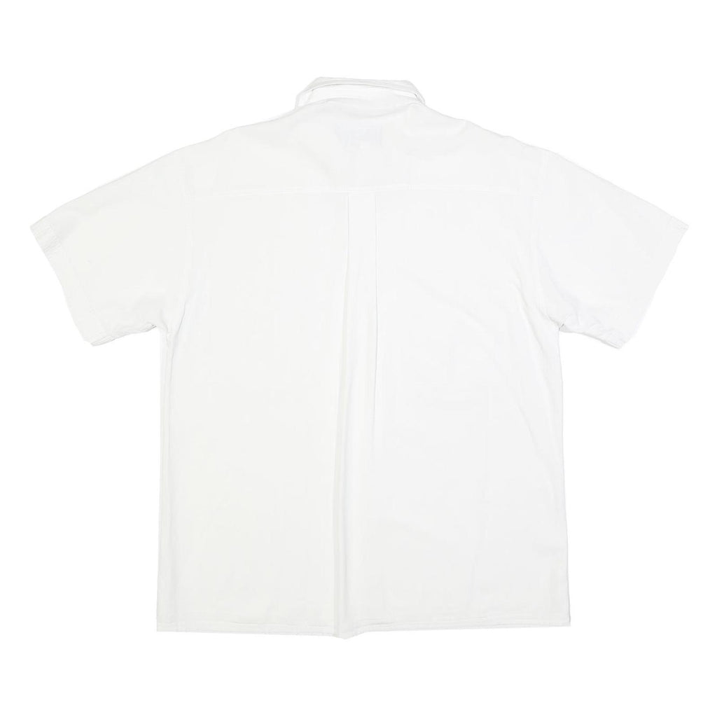 PACIFIC Mens White Cotton Blend Shirt L Casual Short Sleeve Front Pockets