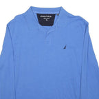 NAUTICA Mens Blue Long Sleeve Plain XL Cotton Blend Polo Shirt Classic Style