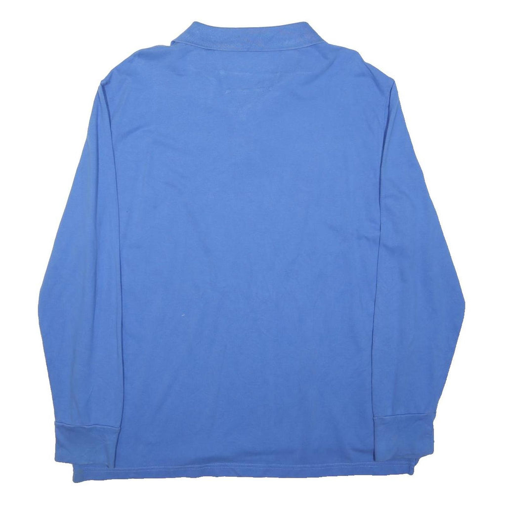 NAUTICA Mens Blue Long Sleeve Plain XL Cotton Blend Polo Shirt Classic Style