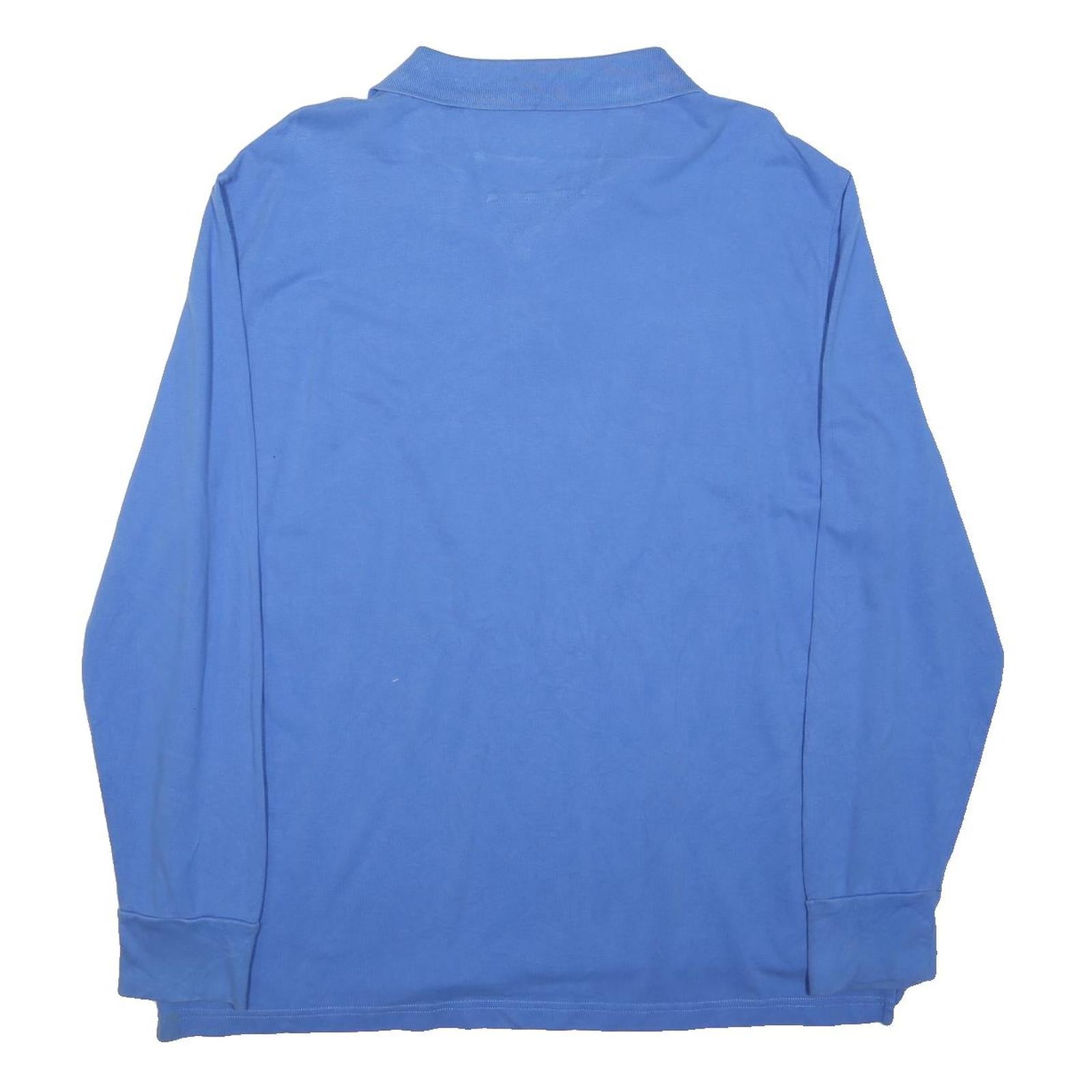 NAUTICA Mens Blue Long Sleeve Plain XL Cotton Blend Polo Shirt Classic Style