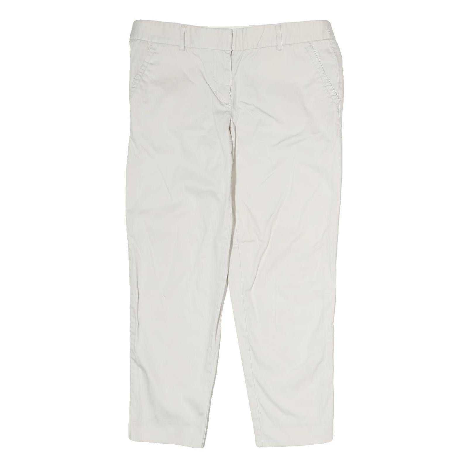 J. CREW Womens White Regular Fit Straight Leg Cotton Blend Trousers W32 L25