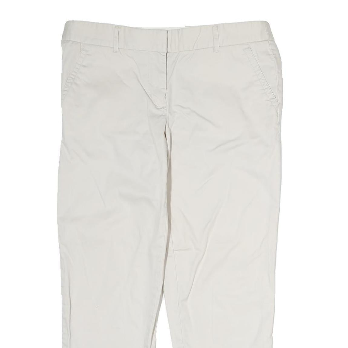 J. CREW Womens White Regular Fit Straight Leg Cotton Blend Trousers W32 L25
