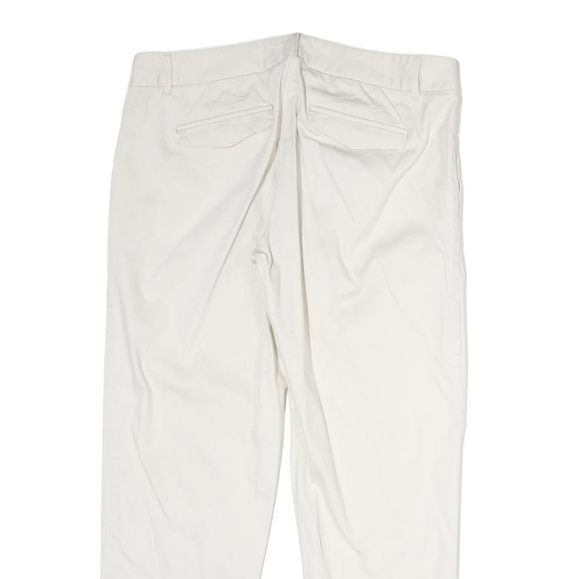 J. CREW Womens White Regular Fit Straight Leg Cotton Blend Trousers W32 L25