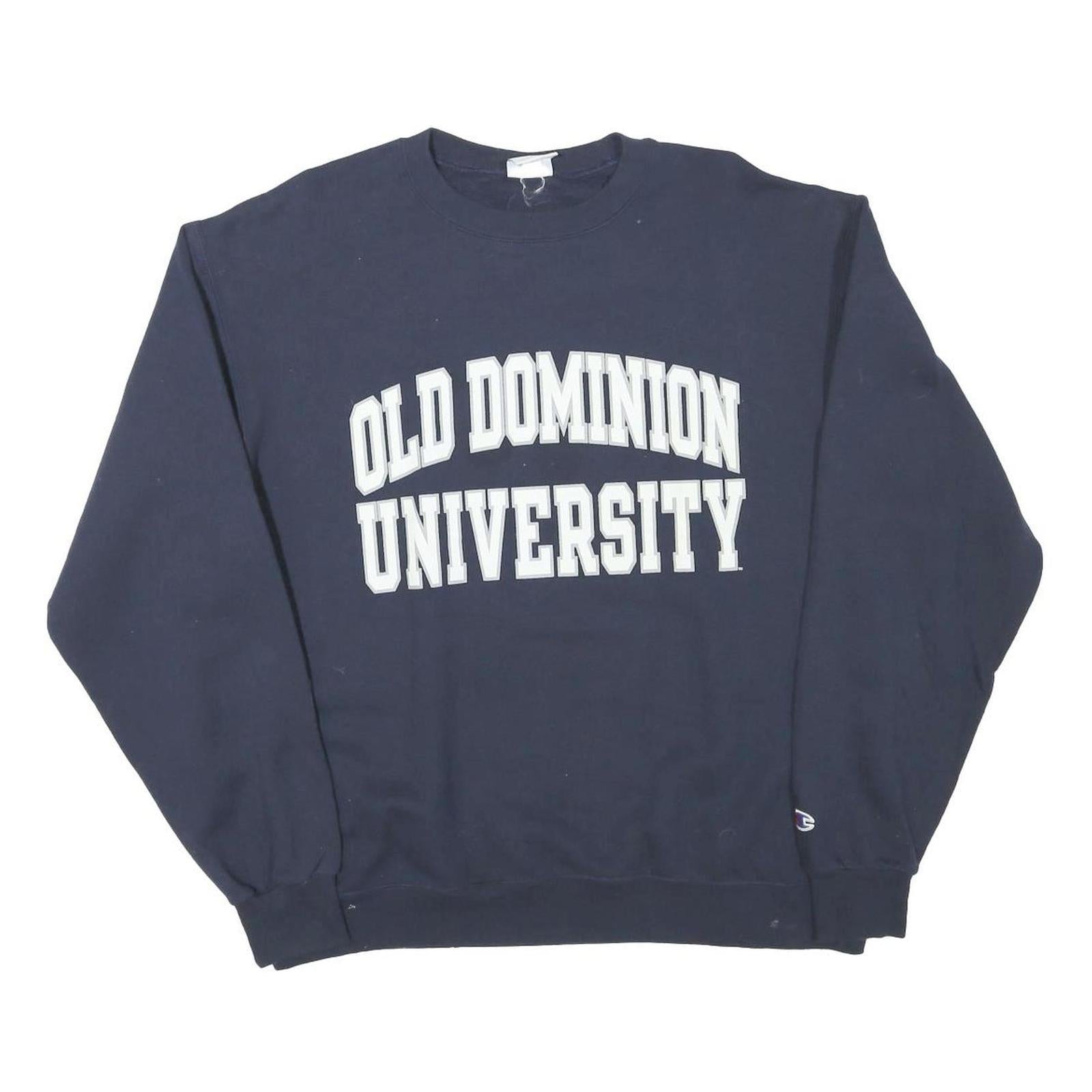 CHAMPION Mens Navy Blue Old Dominion University Crew Neck L Sweatshirt