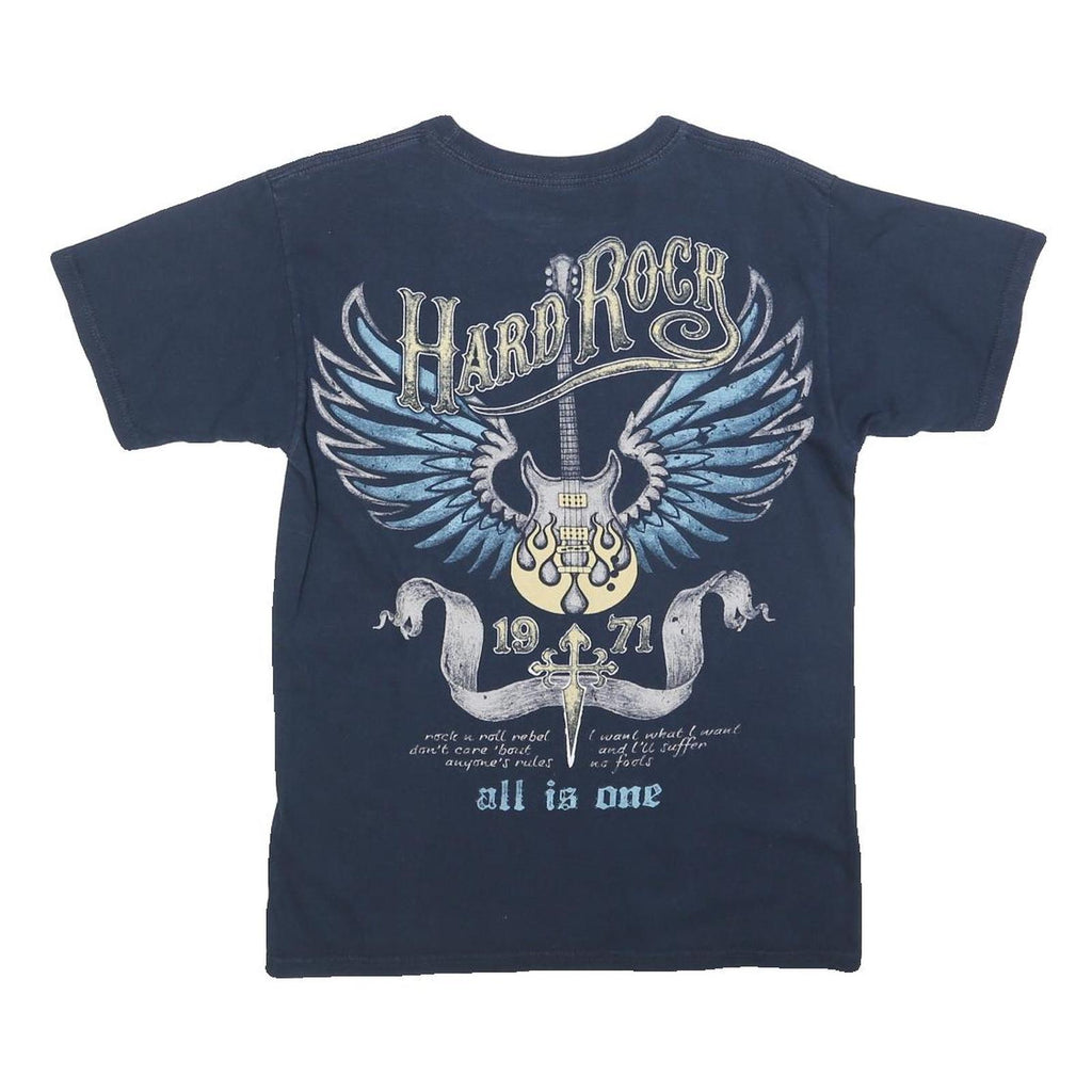 HARD ROCK CAFE Mens Navy Blue Graphic T-Shirt S Short Sleeve Crew Neck Rock