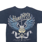 HARD ROCK CAFE Mens Navy Blue Graphic T-Shirt S Short Sleeve Crew Neck Rock