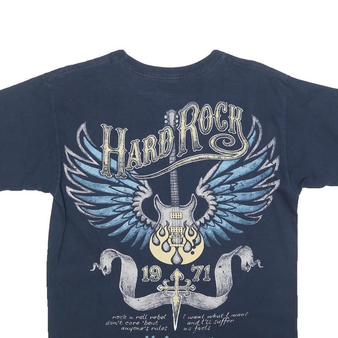 HARD ROCK CAFE Mens Navy Blue Graphic T-Shirt S Short Sleeve Crew Neck Rock