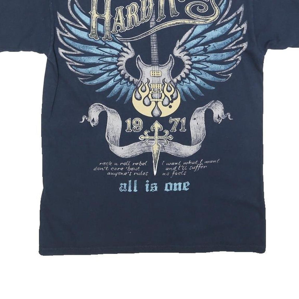 HARD ROCK CAFE Mens Navy Blue Graphic T-Shirt S Short Sleeve Crew Neck Rock