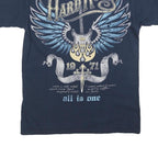 HARD ROCK CAFE Mens Navy Blue Graphic T-Shirt S Short Sleeve Crew Neck Rock