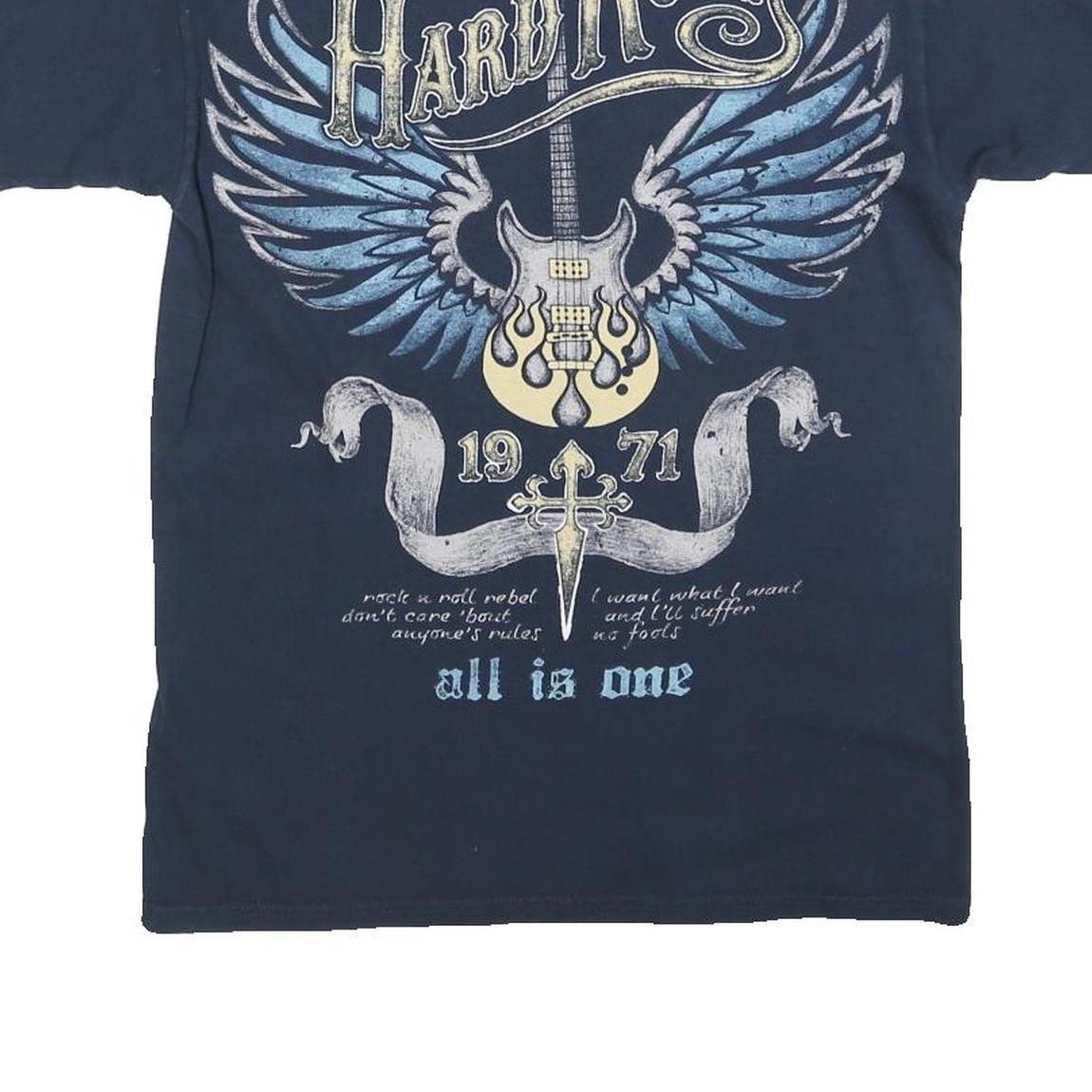 HARD ROCK CAFE Mens Navy Blue Graphic T-Shirt S Short Sleeve Crew Neck Rock