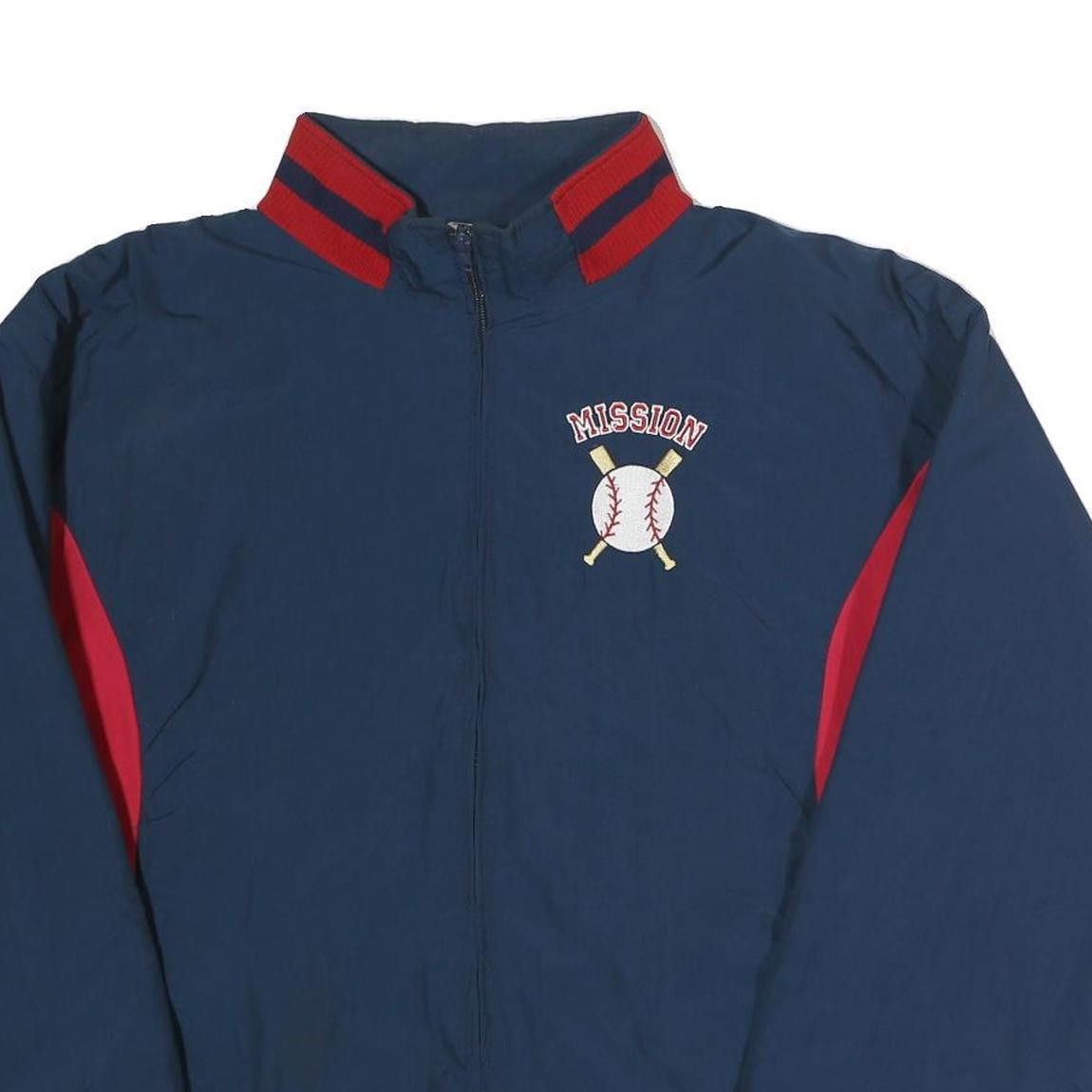 TAG Mens Navy & Red Baseball Embroidered Zip Jacket L Polyester Casual