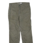 CARHARTT Mens Cotton Blend Relaxed Green W31 L32 Workwear Trousers Zip Closure