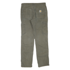 CARHARTT Mens Cotton Blend Relaxed Green W31 L32 Workwear Trousers Zip Closure
