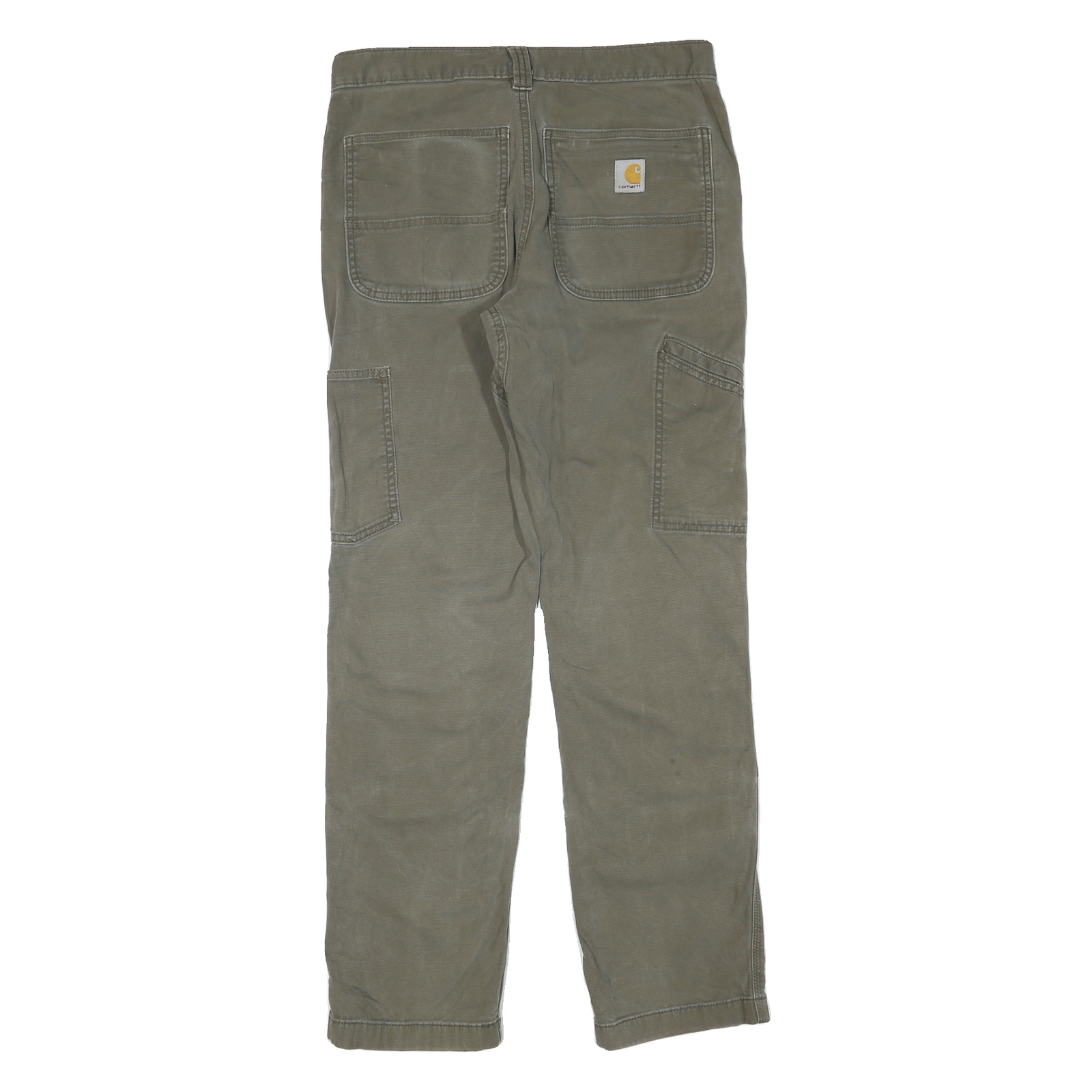 CARHARTT Mens Cotton Blend Relaxed Green W31 L32 Workwear Trousers Zip Closure