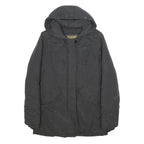 WOOLRICH Womens Black Outdoor Jacket S Synthetic Microfibre Hooded Zip Long