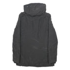 WOOLRICH Womens Black Outdoor Jacket S Synthetic Microfibre Hooded Zip Long