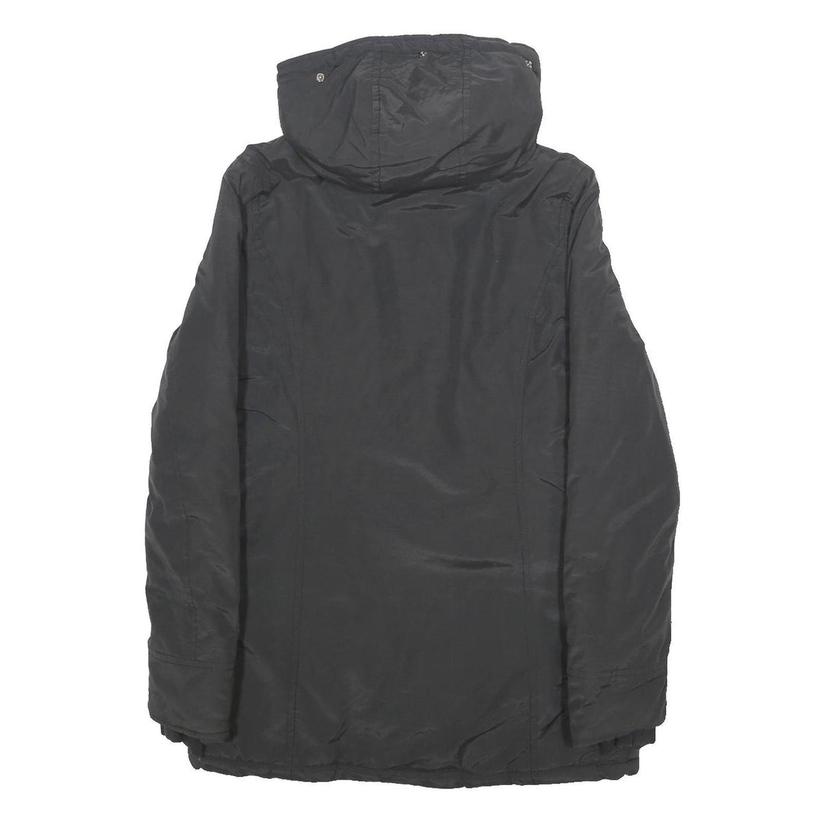 WOOLRICH Womens Black Outdoor Jacket S Synthetic Microfibre Hooded Zip Long