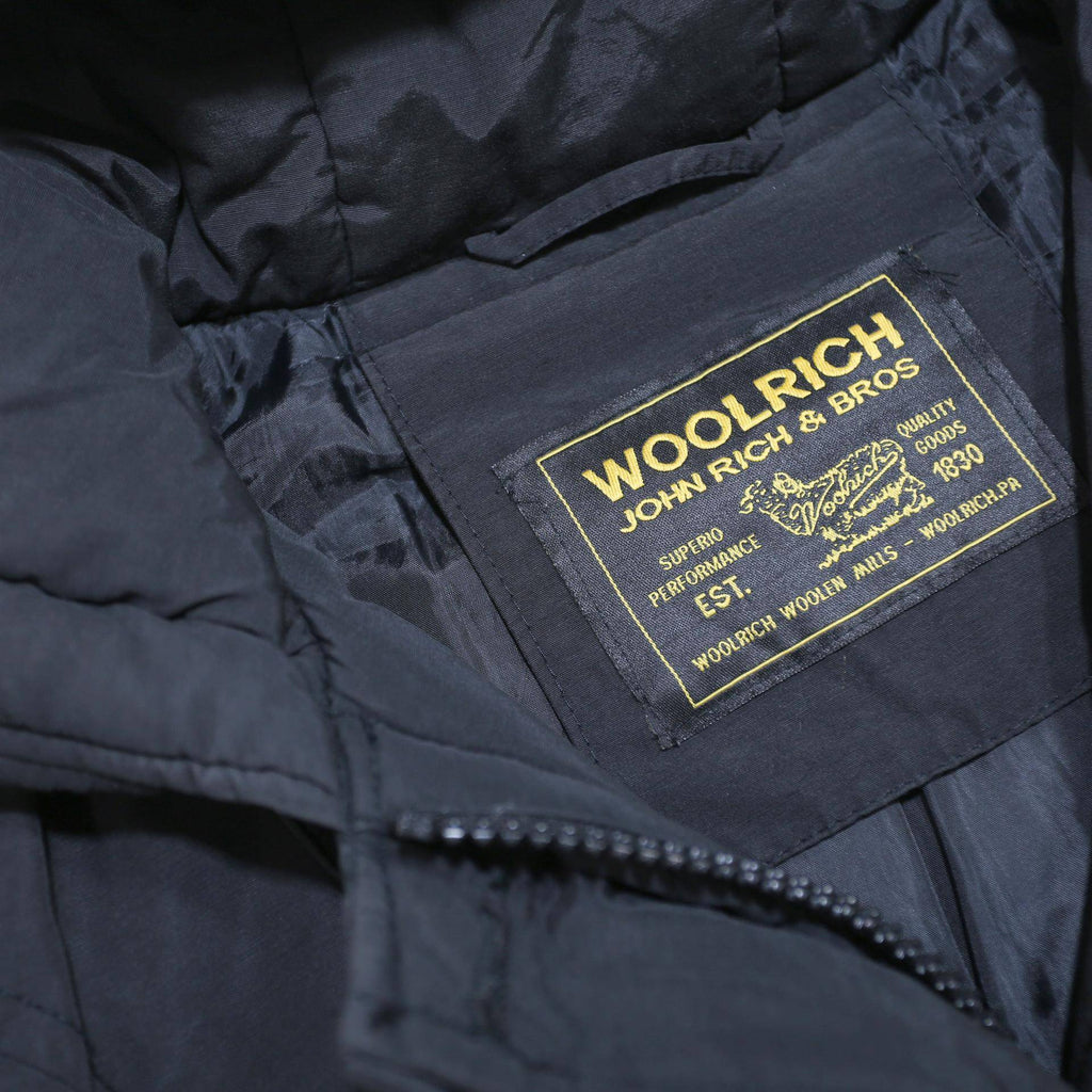 WOOLRICH Womens Black Outdoor Jacket S Synthetic Microfibre Hooded Zip Long