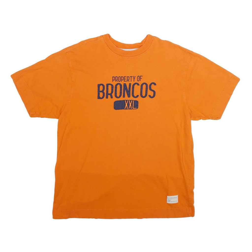 REEBOK Mens Orange Property Of Broncos Graphic T-Shirt L Short Sleeve Crew Neck