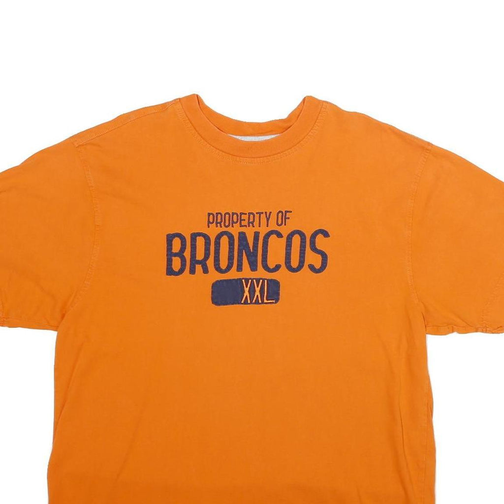 REEBOK Mens Orange Property Of Broncos Graphic T-Shirt L Short Sleeve Crew Neck