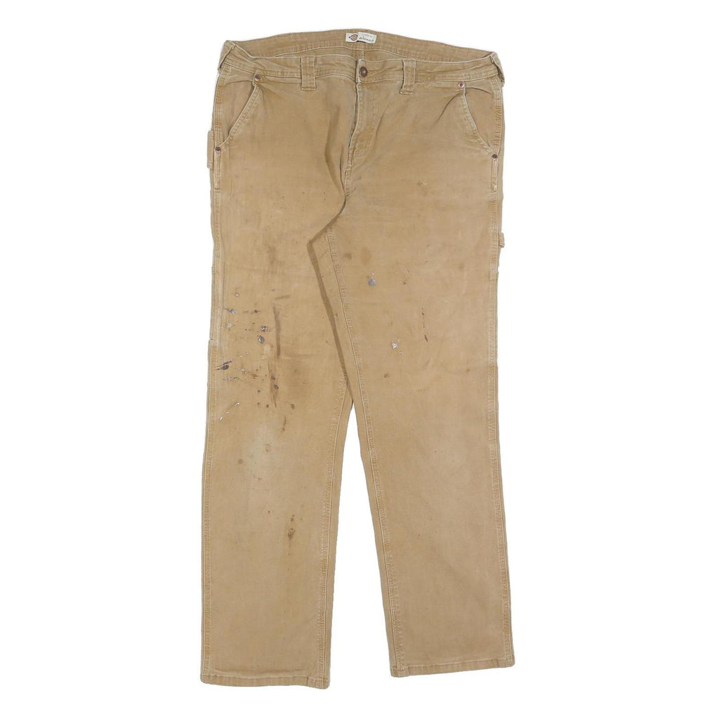 DICKIES Womens Jeans Beige Relaxed Straight Denim Medium W34 L32 Workwear