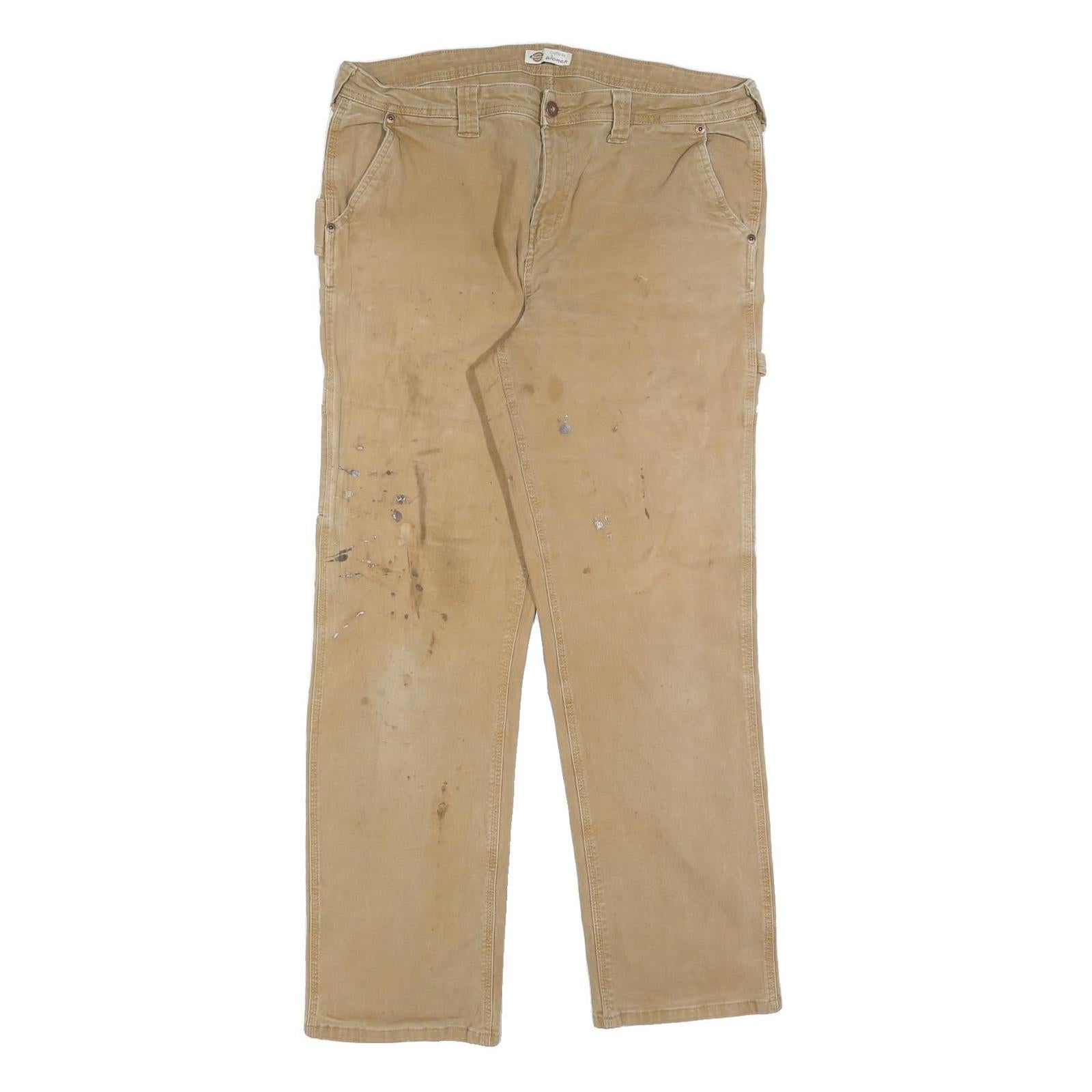 DICKIES Womens Jeans Beige Relaxed Straight Denim Medium W34 L32 Workwear