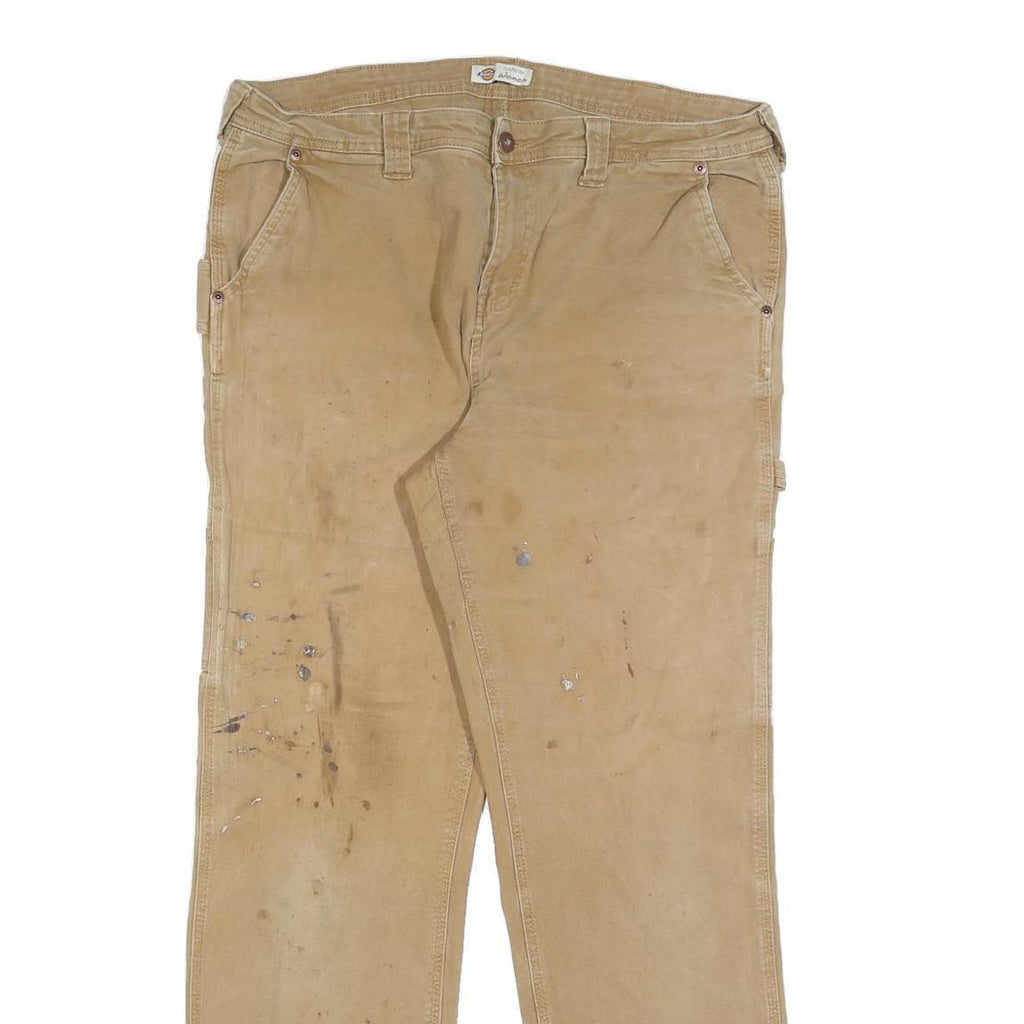 DICKIES Womens Jeans Beige Relaxed Straight Denim Medium W34 L32 Workwear