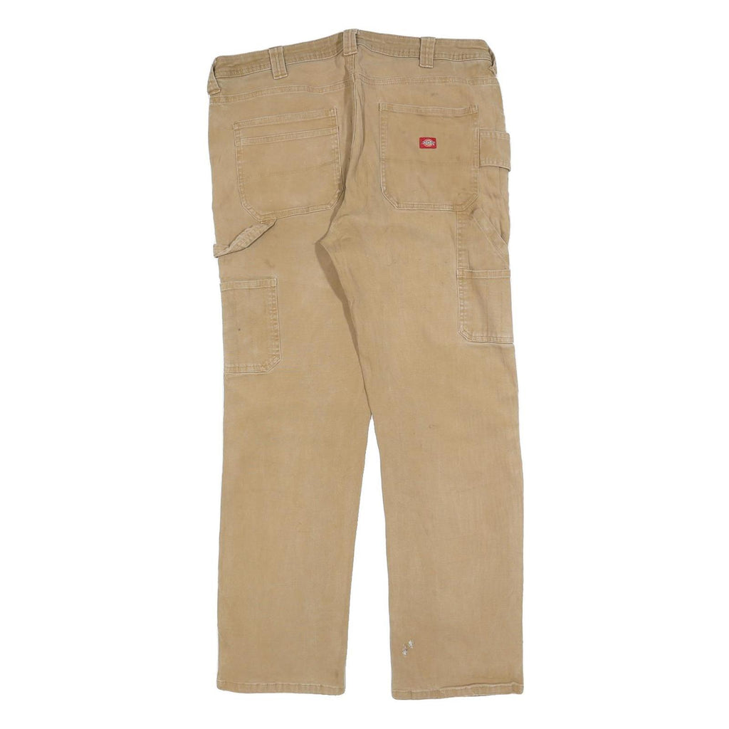 DICKIES Womens Jeans Beige Relaxed Straight Denim Medium W34 L32 Workwear