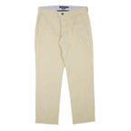 TOMMY HILFIGER Mens Cotton Blend Beige Regular Fit Straight Trousers W32 L30