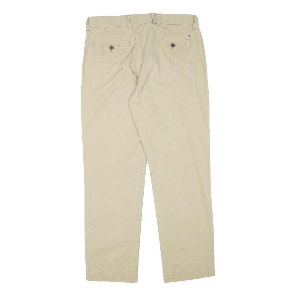 TOMMY HILFIGER Mens Cotton Blend Beige Regular Fit Straight Trousers W32 L30