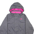 THE NORTH FACE Girls Grey & Pink Outdoor Jacket L Nylon Zip Hooded